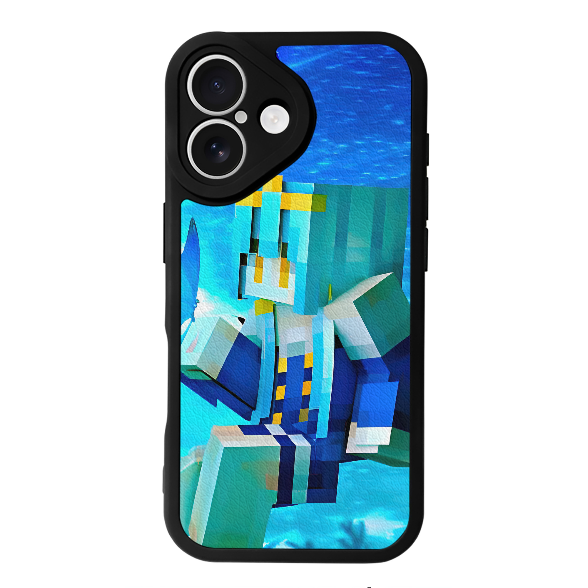 （画像用） マインクラフト ブロックの世界 Minecraft MC Block world 【iPhone 16シリーズ対応】シリコンスマホケース（レザー調） 材質：シリコン